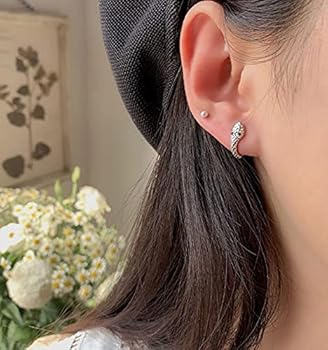 K18YG WG フープピアス リングピアス 中空ピアス カットフェイス 蛇皮 ゴールド) ステンレス グリーン スネークピアス フープピアス